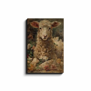 Vintage Spring Prints, Spring Lamb, Vintage Canvas Art, Large Canvas Signs, Sheep Art, Neutral Wall Art, Vintage Easter Decor, Easter Lamb image 7