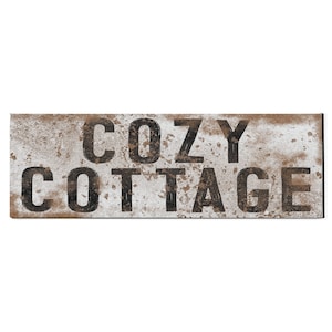 Cozy Cottage Sign, Large Canvas Wall Art, Vintage Cottage Canvas, Rusty Distressed Canvas Wall Art, Cottagecore Decoration, Best Friend Gift image 2