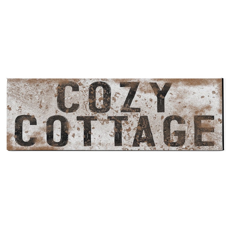 Cozy Cottage Sign, Large Canvas Wall Art, Vintage Cottage Canvas, Rusty Distressed Canvas Wall Art, Cottagecore Decoration, Best Friend Gift image 2