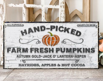 Farm Fresh Pumpkins Sign, Modern Farmhouse Decor, Large Canvas Wall Art, Antiques Sign, Farmhouse Fall Sign, Old Time Signs, Rustic Decor