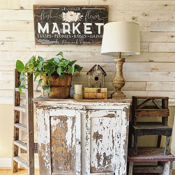 Fresh Flower Market Sign, Modern Farmhouse Decor, Large Canvas Wall Art,  Antiques Sign, Spring Flowers Sign, Old Time Signs, Rustic Decor -   Canada