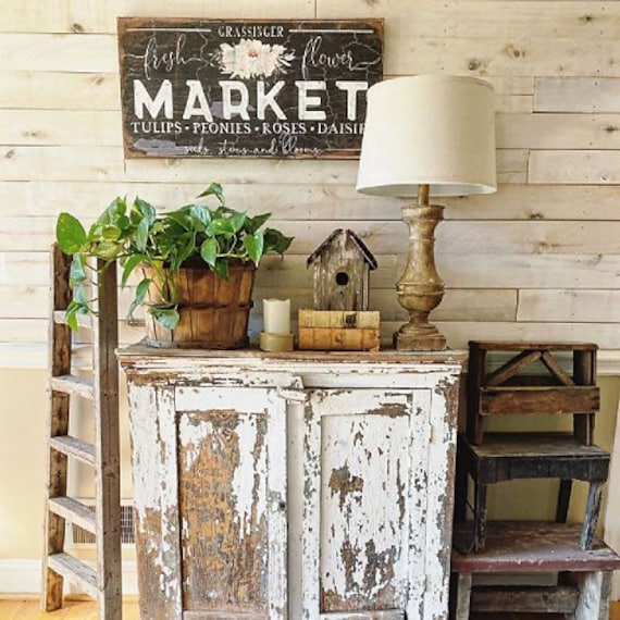 Fresh Flower Market Sign, Modern Farmhouse Decor, Large Canvas