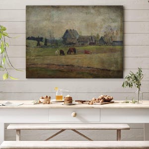 "Kunstdruck auf Leinwand ""Farm"" - Vintage Bauernhof: Rustikale Bauernhaus-Wanddekoration."