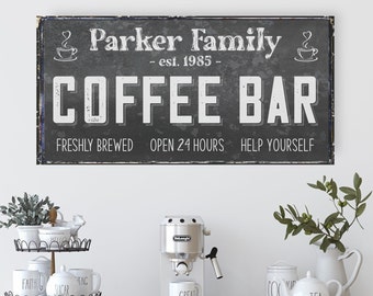 Personalized Coffee Bar Sign, Modern Farmhouse Decor, Large Canvas Sign, Farmhouse Signs, Signs With Sayings, Personalized Gifts