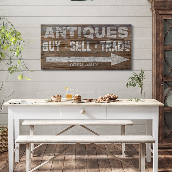 Antiques Faux Wood Sign, Modern Farmhouse Decor, Vintage Gifts  