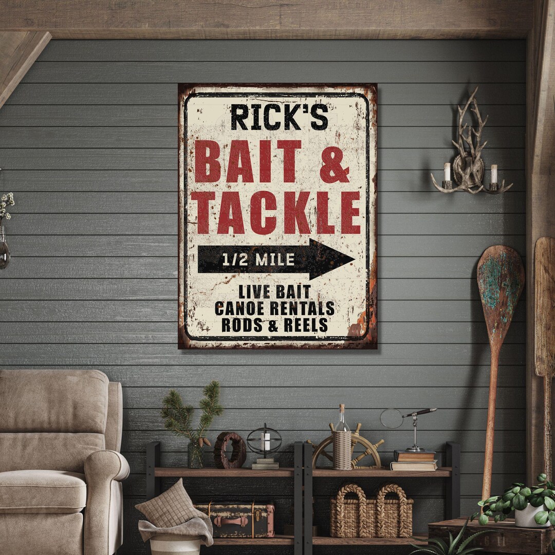 Personalized Bait & Tackle Canvas Sign: Rustic Fishing Lodge Decor - Etsy