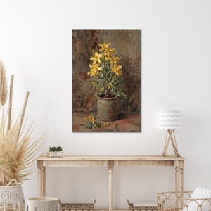 Forsythia Canvas Print: Rustic Floral Wall Art, Cottagecore Home Decor