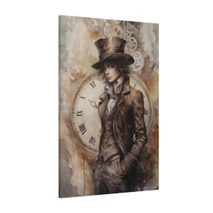 Mad Hatter Art Print, Steampunk Canvas Art, Alice In Wonderland Inspired, Dark Academia, Steampunk Decor, image 3