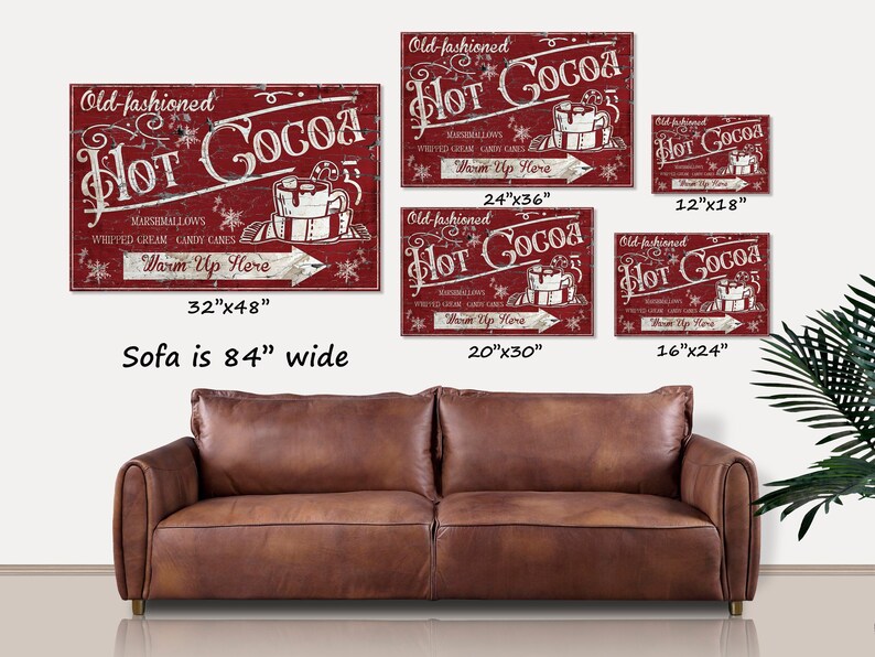 Placa de lona vintage para bar de chocolate quente: decoração de inverno em estilo fazenda imagem 3