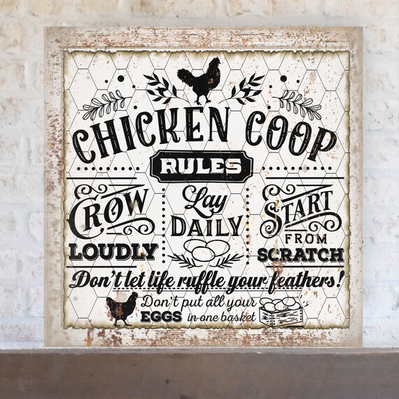 Chicken Coop Rules Sign Modern Farmhouse Wall Decor Kitchen Etsy