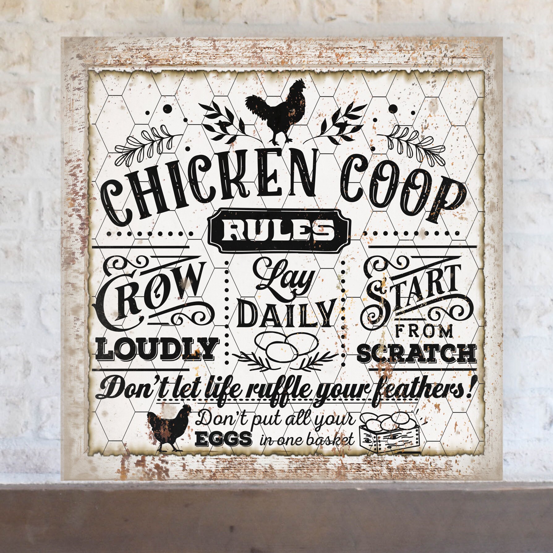 Chicken Coop Rules Sign Modern Farmhouse Wall Decor Kitchen Etsy