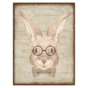 Rabbit With Glasses, Spring Sign, Vintage Easter Decor, Spring Wall Art, Vintage Signs, Rabbit Decor, Oversized Wall Art Boy Bunny