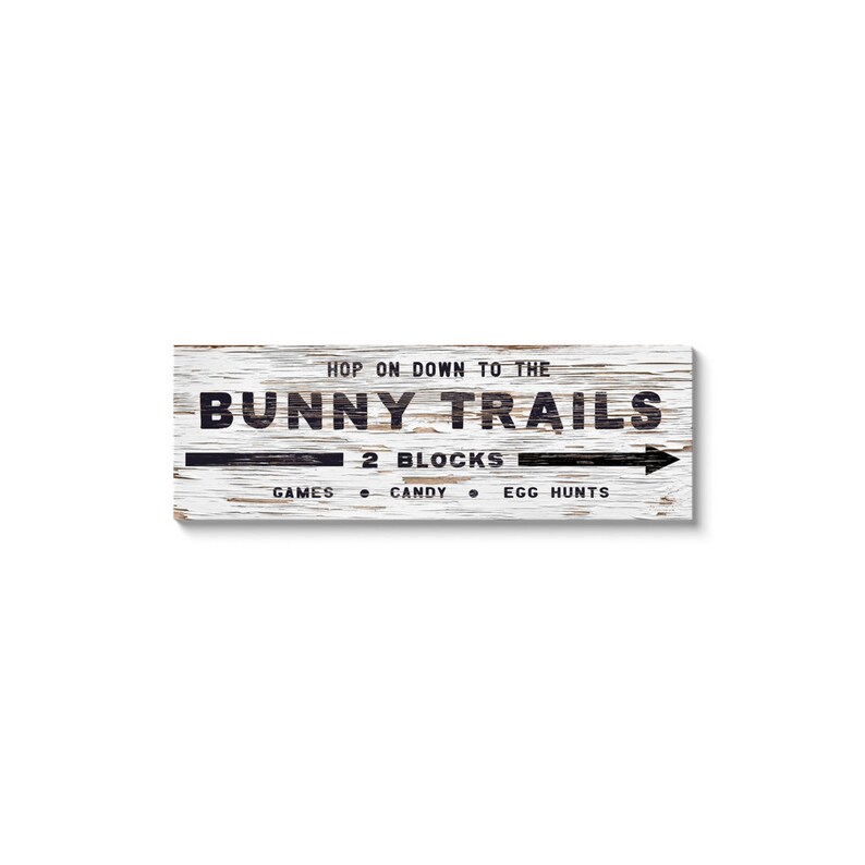 Bunny Trails Sign, Easter Bunny Decor, Roadside Sign, Chippy Paint Sign, Large Canvas Art, Easter Wall Art, Farmhouse Easter Decorations image 5