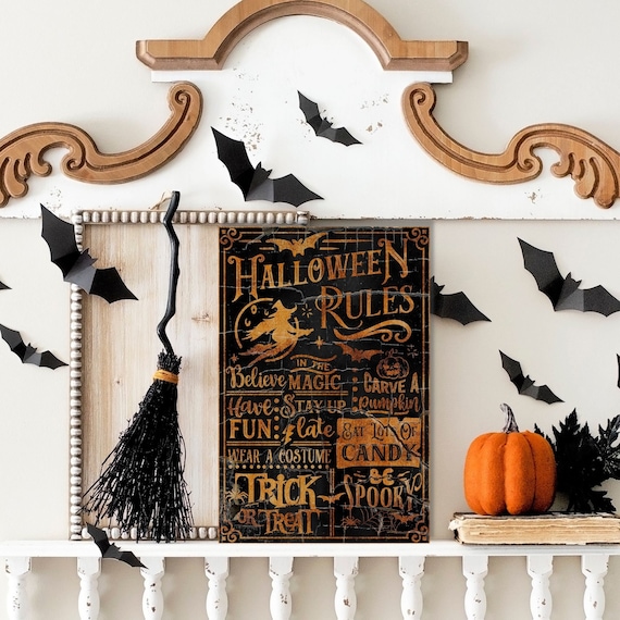 Halloween Rules Halloween Decor Vintage Halloween Decor - Etsy