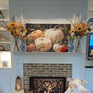 Pumpkin Still Life Canvas Sign: Vintage Farmhouse Fall Decor