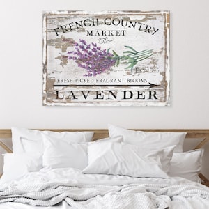 French Country Lavender , Farmhouse Decor Sign, Vintage Kitchen Decor, Large Canvas Signs, Vintage Signs, Antique Sign, French Country Decor