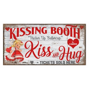 Kissing Booth Sign, Valentines Day Decor, Large Canvas Wall Art, Vintage Decor, Vintage Signs, Vintage Valentines Sign, Pucker Up image 9