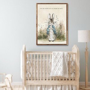 Citaat van Beatrix Potter, zelfs de kleinste, klassieke Peter Rabbit-kunst, canvas kunst aan de muur, decor kinderkamer, literair lentedecor, nieuwe babycadeaus afbeelding 7