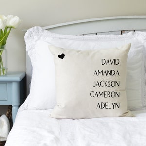 Personalized Family Name Pillow Cover, Gift Ideas for Mom from Kids, Names Farmhouse Pillow Cover, Personalized Gift Grandparents, Nana Gift Beige Farmhouse