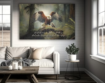 Psalm 91:4 Eagle Canvas Wall Art, Christian Home Decor