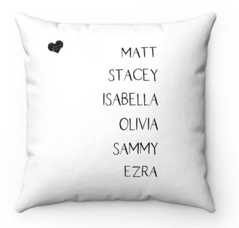 Personalized Family Name Pillow Cover, Gift Ideas for Mom from Kids, Names Farmhouse Pillow Cover, Personalized Gift Grandparents, Nana Gift White Farmhouse