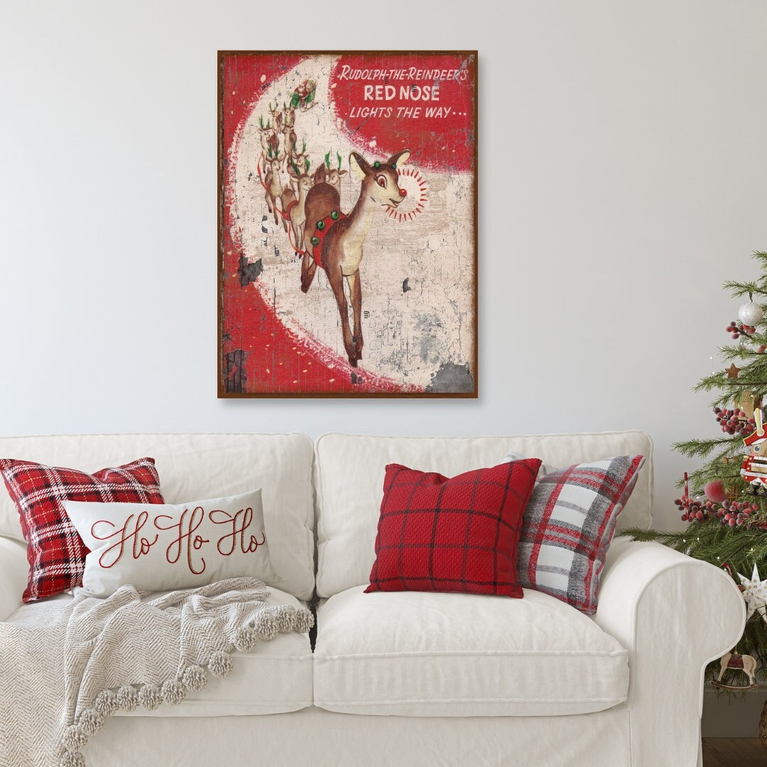 Vintage Rudolph Reindeer, Christmas Sign, Vintage Holiday Decor ...