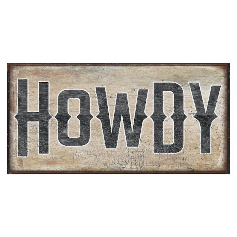 Howdy Sign, Western Decor, Southwestern Wall Art, Typography Canvas Wall Art, Southern Home Art, Modern Farmhouse Decor, Ranch Wall Decor 24x48 inch