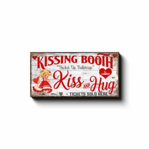 Kissing Booth Sign, Valentines Day Decor, Large Canvas Wall Art, Vintage Decor, Vintage Signs, Vintage Valentines Sign, Pucker Up image 2