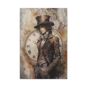 Mad Hatter Art Print, Steampunk Canvas Art, Alice In Wonderland Inspired, Dark Academia, Steampunk Decor, image 7