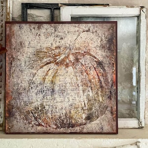 Vintage Pumpkin Canvas Wall Art: Rustic Farmhouse Fall Decor