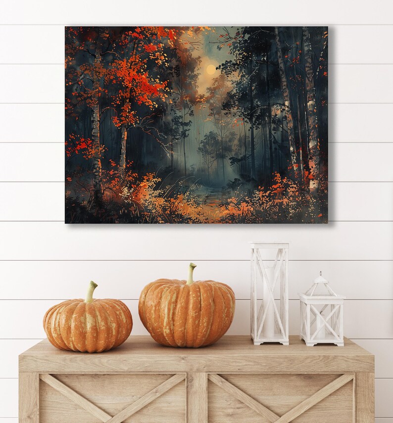 Autumn Forest Canvas Wall Art: Moody Fall Landscape Print - Etsy