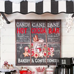 Letrero de lona de barra de chocolate caliente Candy Cane Lane: decoración navideña rústica vintage imagen 7