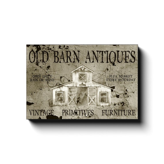 Old Barn Antiques Large Canvas Wall Art Faux Metal Sign 