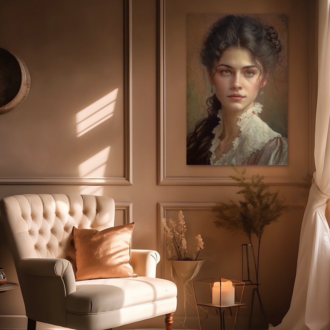 Vintage Portrait of A Woman in the 1900s, Large Canvas Wall Art