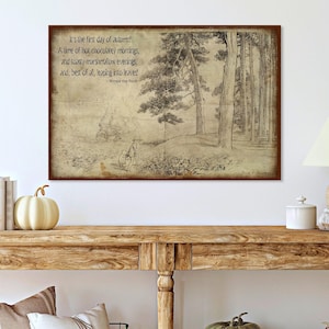 Winnie the Pooh Fall Decor: Vintage Quote Canvas Art