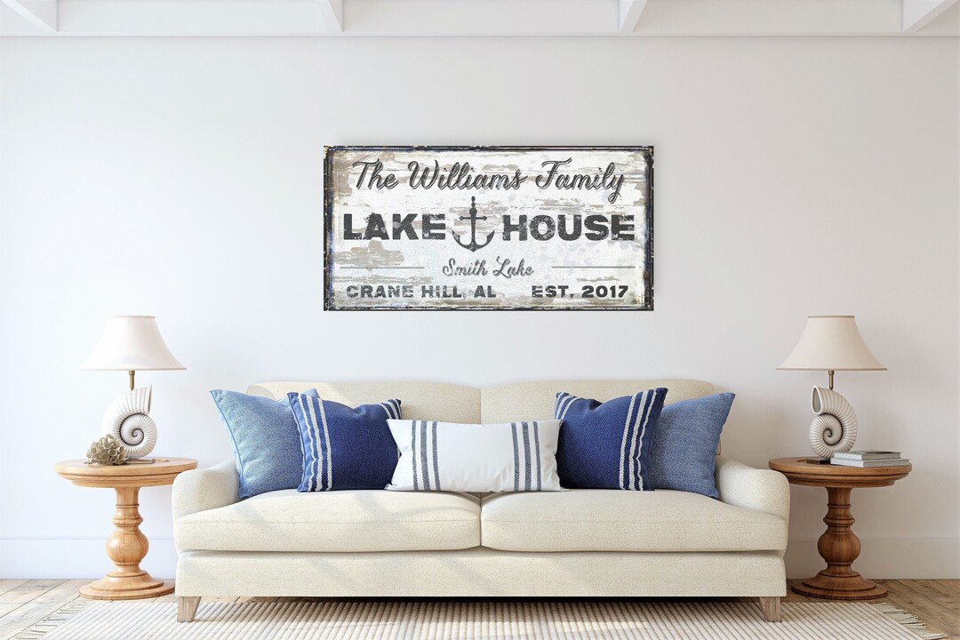 Lake House Personalized Sign, Lake House Decor, Large Canvas Sign