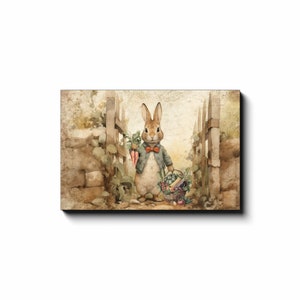 Spring Decor, Peter Rabbit In Mr. Mcgregors Garden, Spring Wall Art, Large Canvas Signs, Vintage Spring Art, Literary Art, Beatrix Potter image 7