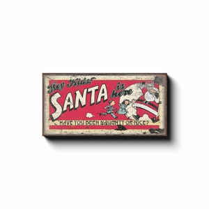 Naughty Or Nice Holiday Sign, Modern Farmhouse Decor, Large Canvas Wall Art, Christmas Sign, Vintage Christmas Decor, Santa Decor image 7