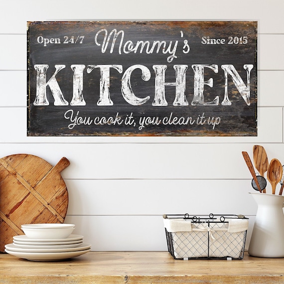 Mommy's Kitchen Sign, Modern Farmhouse Decor, Large Canvas Sign