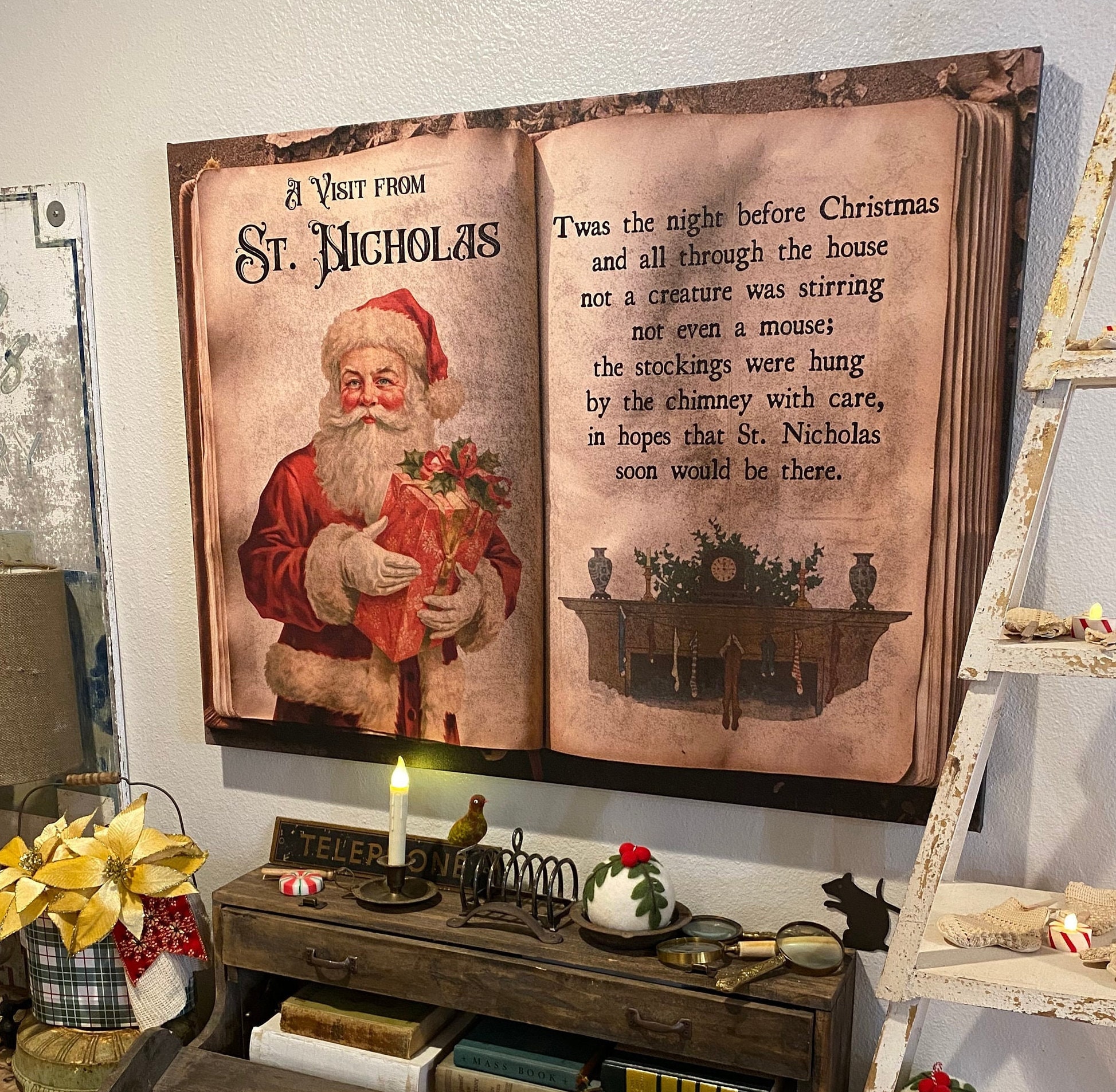 Vintage St Nicholas Canvas Art: Twas The Night Before Christmas