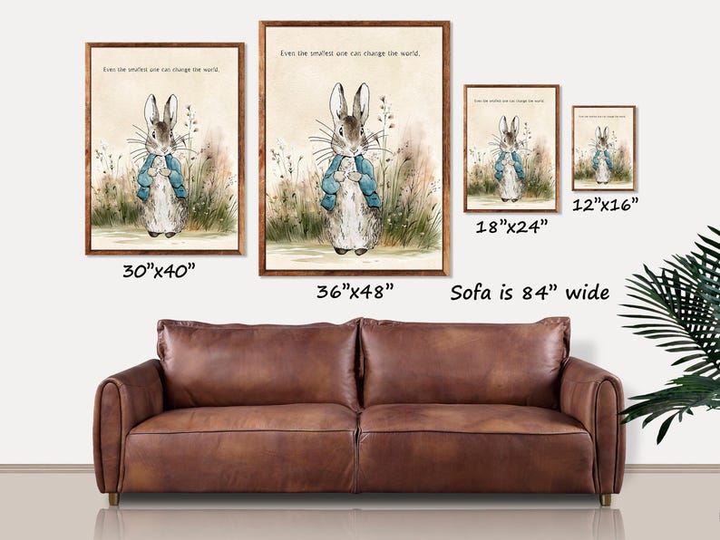 Citaat van Beatrix Potter, zelfs de kleinste, klassieke Peter Rabbit-kunst, canvas kunst aan de muur, decor kinderkamer, literair lentedecor, nieuwe babycadeaus afbeelding 3
