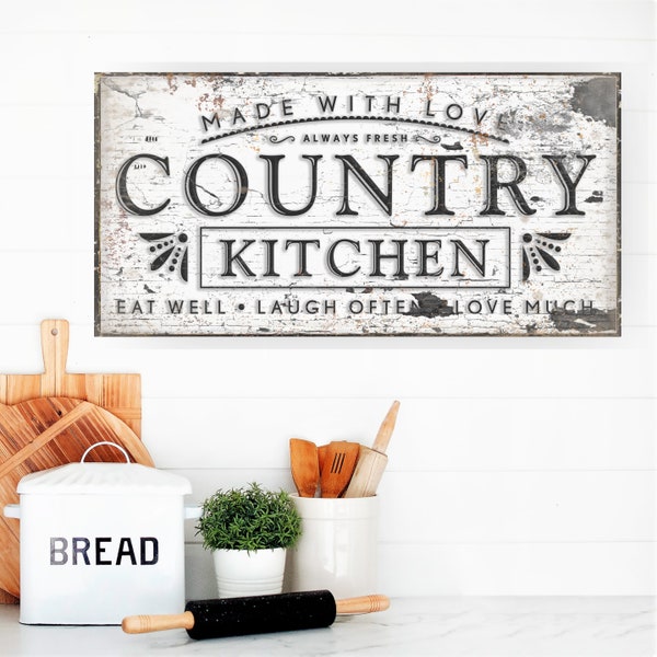 Country Kitchen Sign, Modern Farmhouse Decor, Vintage Gifts, Vintage Signs, Kitchen Decor, Primitive Signs, Custom Canvas Sign