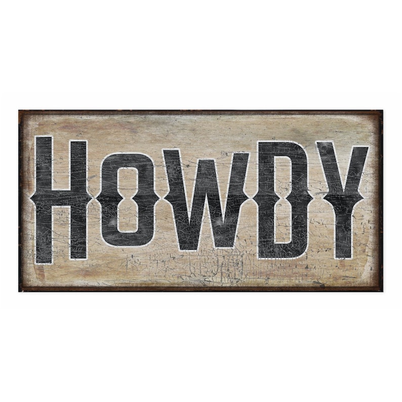 Howdy Sign, Western Decor, Southwestern Wall Art, Typography Canvas Wall Art, Southern Home Art, Modern Farmhouse Decor, Ranch Wall Decor 15x30 inch