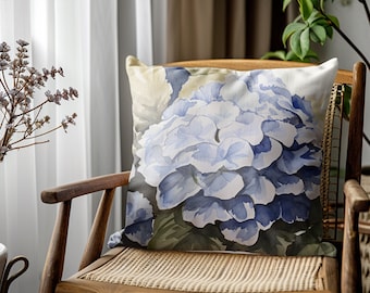 Akvarell hortensia örngott: Vintage blommig heminredning