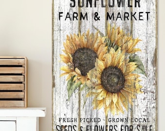 Sunflower Farm Canvas Sign: Rustic Autumn Decor
