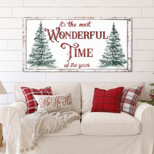 Its The Most Wonderful Time Of The Year, Vintage Farmhouse Decor, Christmas Sign, Vintage Christmas,  Holiday Decorations, Winter Canvas Art