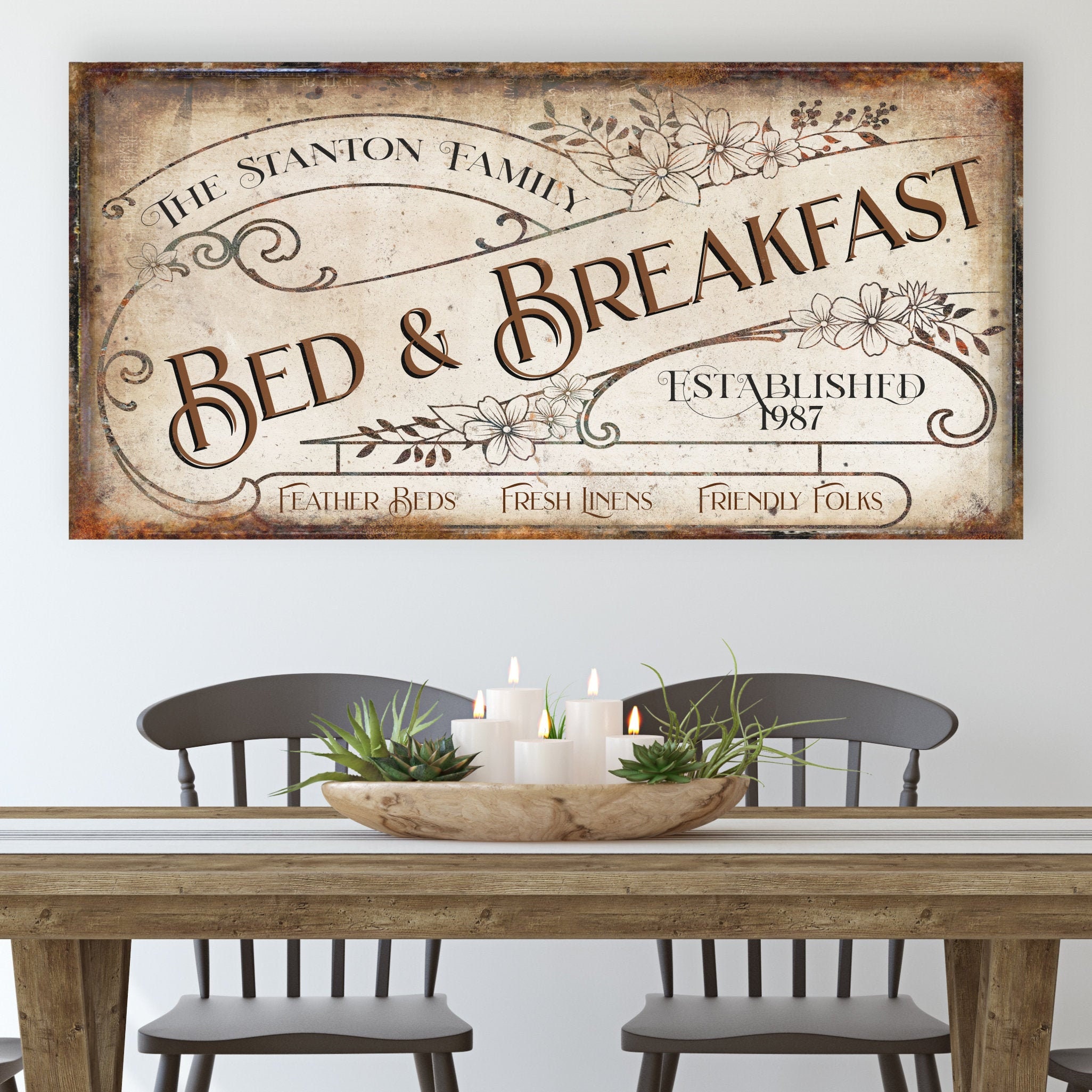 Bed And Breakfast Personalized Sign Modern Farmhouse Decor Etsy