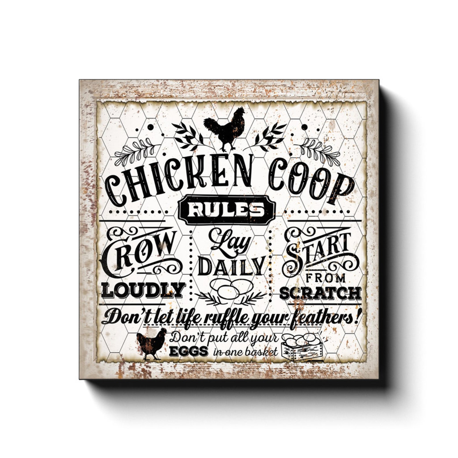 Chicken Coop Rules Sign Modern Farmhouse Wall Decor Kitchen Etsy