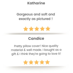 Pu&ograve; includere: Due recensioni dei clienti con cinque stelle. La prima recensione dice "Splendido e morbido ed esattamente come in foto!" La seconda recensione dice "Bellissima federa per cuscino! Bella qualit&agrave; del materiale e ben fatta. L'ho comprata come regalo e penso che gli piacer&agrave; molto!"
