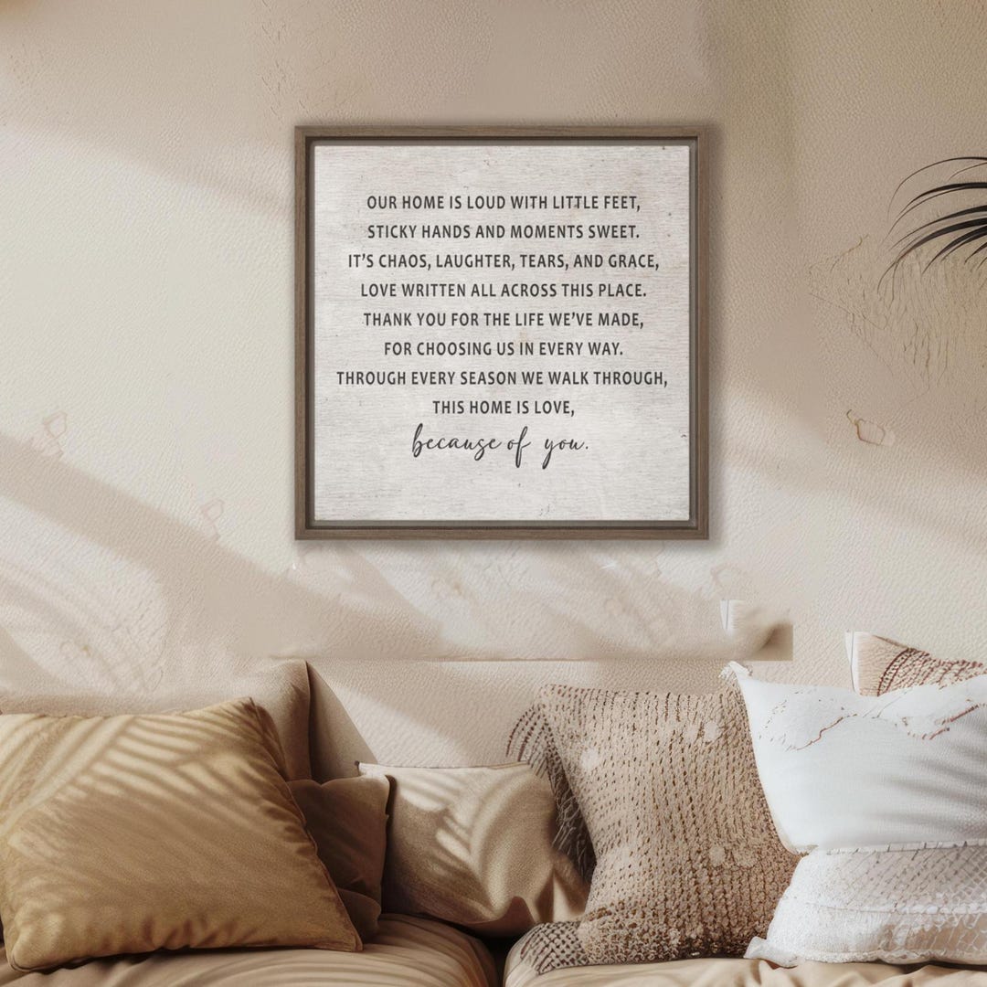 Family Quote Wall Art Wood-framed Canvas, Gift for Mom Dad Stepparents ...